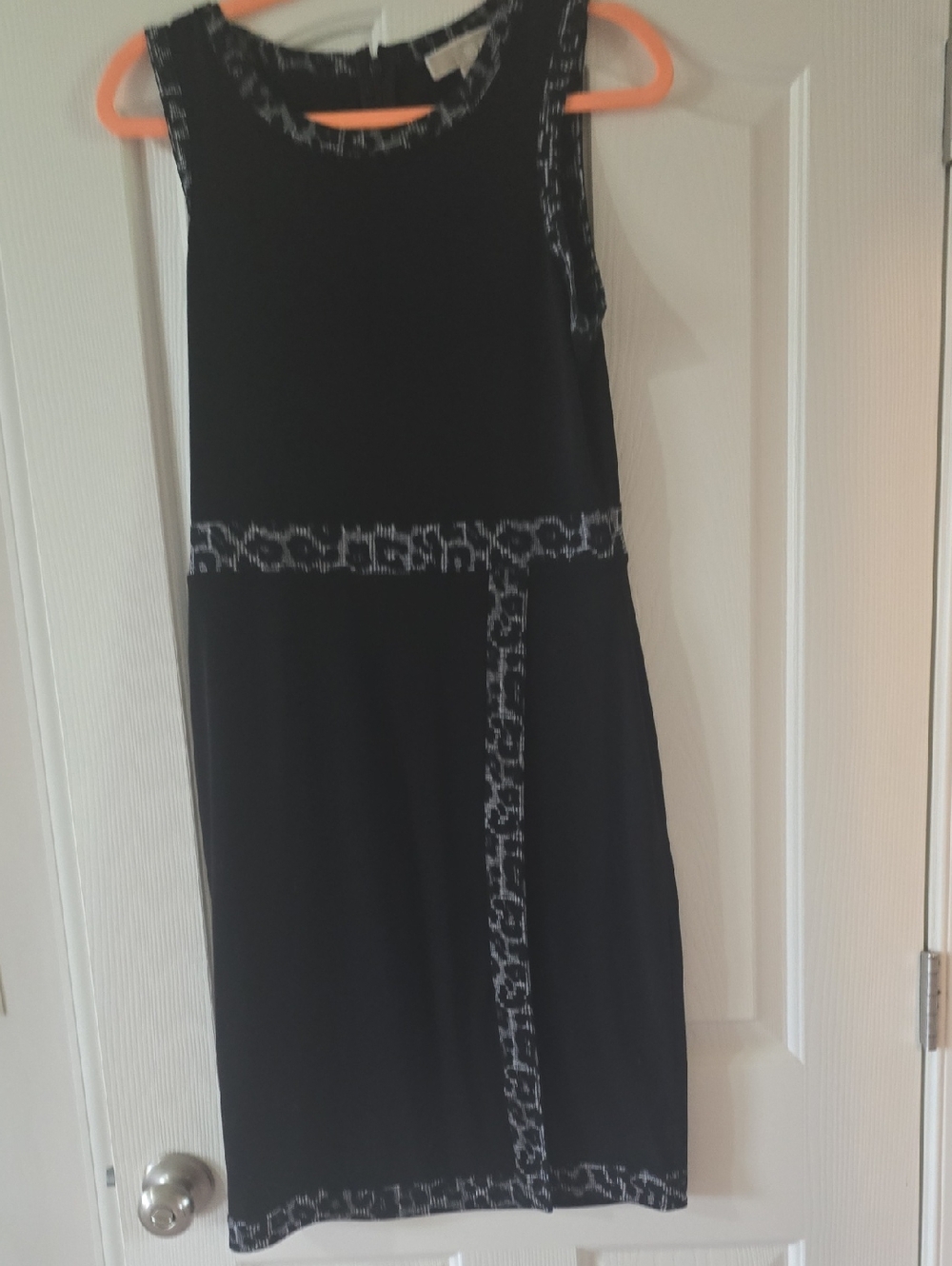 Michael Kors Black Midi Dress with White Contrast Trim
